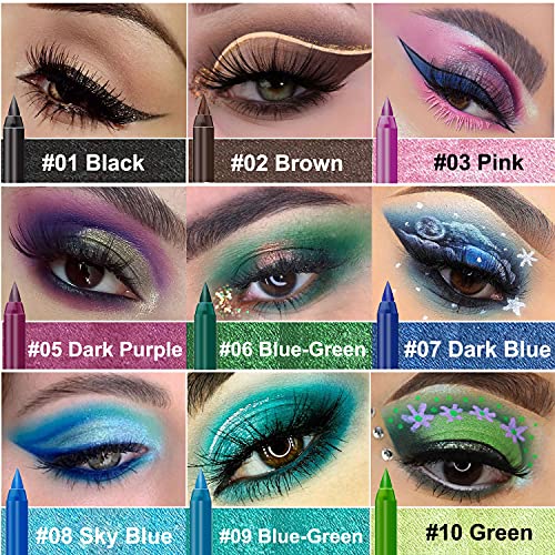 15PCS Colorful Eyeliner Pen Set, Eye Shadow Pencil, Pearl & Matte Metallic Glitter Eyeliner for Women, Eye & Lip Liner, Professional Eye Makeup Set
