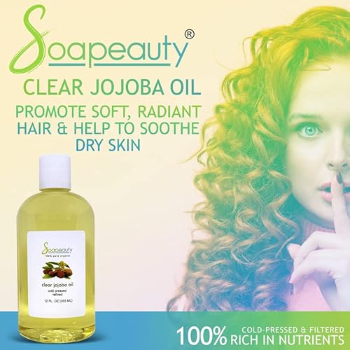 Soapeauty Clear Jojoba Oil | 100% Pure & Natural | Refined, Cold Pressed, Hexane Free | Moisturizing Oil for Skin, Face, Hair & Nails | 32 fl oz