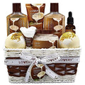 Gifts For Women Gift Basket for Women? 9 Piece Set of Vanilla Coconut Home Spa Set, Luxurious Gifts for Her, Bath and Body Sets Includes Fragrant Lotions, Large Bath Bombs, Coconut Oil