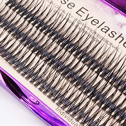 Bodermincer 120pcs D Curl 12D Fish Tail Lash Clusters Natural Soft Long PBT Mink False Eyelashes Individual Lashes Handmade Fake Eyelashes Extension (10mm)