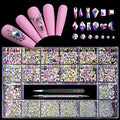 12 Types of 600 Crystal AB Diamonds + 2500 Flat Rhinestones Mix 20 Styles Flatback DIY Crafts Rhinestone Crystals 3D Ornament?s Flat Back Stones Set + Tweezers + Drill Pen