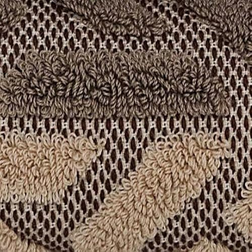 Graccioza Dakar Wash Cloth 12" x 12" - Geometric Sculptured Design in Neutral Earth Tones - Brown, Taupe, and Beige - 100% Cotton Washcloth 650 GSM - Soft Bath and Face Towel - Made in Portugal