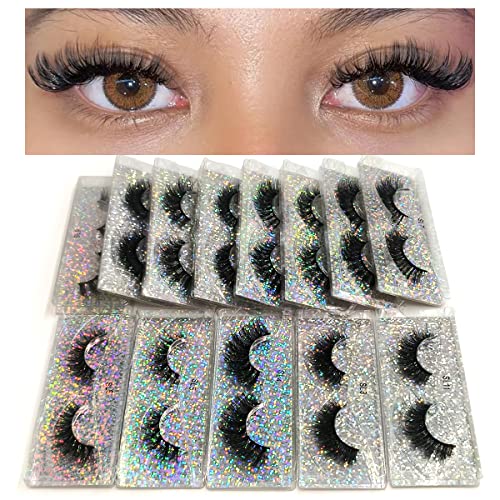 3D Faux Mink Lashes Fake Eyelashes Bulk Wholesale Fales Eyelashes 16mm Natural(50 pairs)