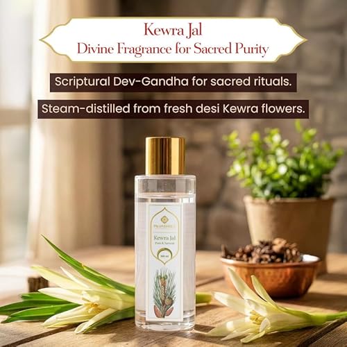 Pujashree Pure Kewra Jal - 100ml Glass Bottle with Spray Pump | Organic & Natural Kewra Water | Face Toner for Skin & Face Glow | Kewda/Kevda/Keora Water for Cooking Flavour Essence