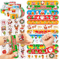 Christmas Party Set (144PCS) | 72 Temporary Tattoos & 72 Slap Bracelets | Fantasy Merry Xmas Party Favors, Stocking Stuffers, Classroom Gifts & Holiday Decorations for Kids