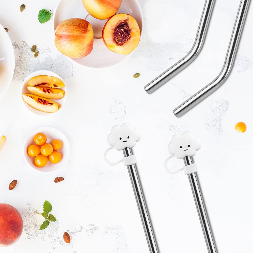 AUAUY 4 PCS Stainless Steel Replacement Straws for Stanley 40oz Cup, Reusable Straws Compatible with Stanley Adventure Quencher Travel Tumbler, Durable Cup Straws with Cleaning Brush & Straw Covers