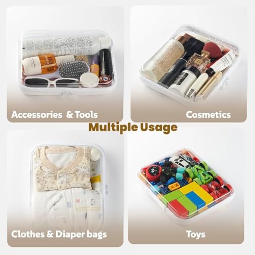 3-Pack Large Minus Clear Hard Shell Zipper Pouches, Clear Zipper Bags, Hard Case Pouches for Purse & Diaper Bag Organizer,and Travel Essentials£¨3L-£©