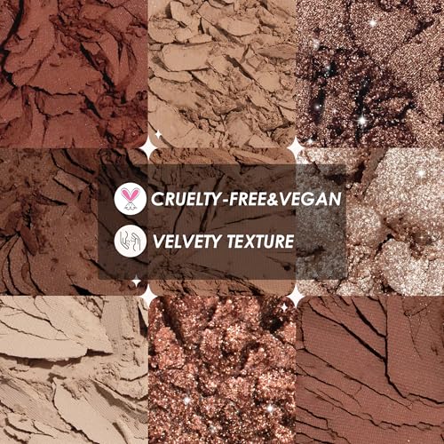 docolor Eyeshadow Palette, 9 Colors Brown & Copper Tones Palette with Matte & Shimmer Finishes,Highly Pigmented Eye Makeup Palette for Everyday Glam Look