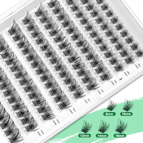 Self Adhesive Lash Clusters, 240 Pcs Individual Eyelashes No Glue Needed, 8?16mm Fluffy Wispy Cluster Lashes, DIY Lash Extension Kit for Natural Volume Look with Tweezers