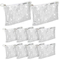 10 Pcs Disco Cosmetic Bags for Women 7.8 x 6.6 Inch Disco Makeup Bags Bachelorette Party Favors Bag Silver Sequins Makeup Bag Purse with Zipper for Bridal New Years Eve 70s 80s 90s Party Decorations