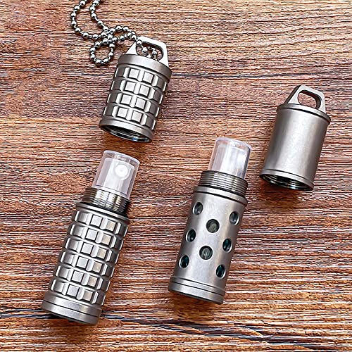 EDC Titanium Perfume Case and Make-Up Bottle and Glass Storage Jar Can be Used as A Keychain Small Items or Pendant