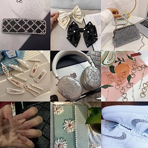 NOOEPC Hair Jewels, Clear Self Adhesive Hair Gems Prom Hair Accessories, Face Jewels Stickers for Makeup, Hair Diamonds,Hair Pearls Stick On,Bling Stickers Rhinestone for Crafts,Face,Makeup