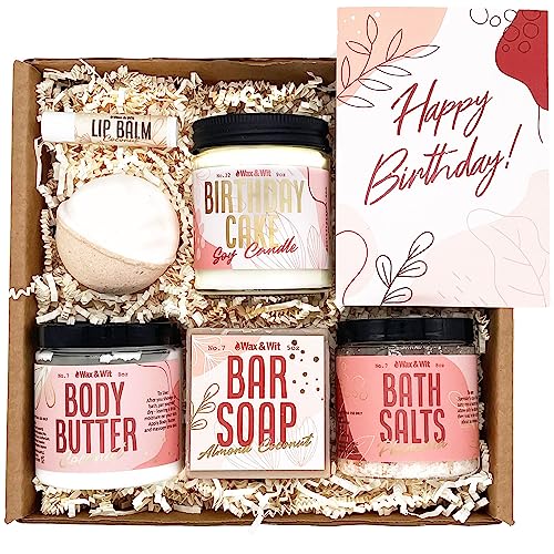 WAX & WIT Best Friend Birthday Gifts for Women, Unique Birthday Gifts for Sister & Friends, Happy Birthday Gift Basket for Women, Happy Birthday Gift Set, Happy Birthday Gifts for Women - 7 Piece Set