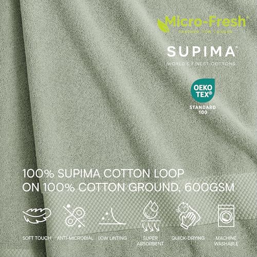 Lacoste Heritage 100% Supima Cotton Wash Cloth, Aloe, 13" x 13" ? Highly Absorbent & Quick Drying, Premium Super Soft Bath Towel, Bathroom Essential, Gift for All Occasions, Machine Washable
