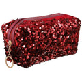 Sequin Square Makeup Bag Portable Cosmetic Pouch Lightweight Travel Toiletry Storage Organizer for Women 7.48X3.93X3.54In