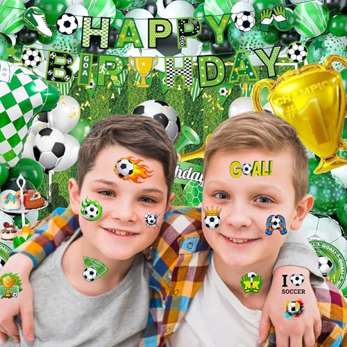 50 PCS Soccer Ball Temporary Tattoos for Kids, Sport Themed Tattoos for Birthday Party Supplies Europa World Cup Football Sports Player Tattoo Stickers for Boys Girls Party Bag Filler School Reward
