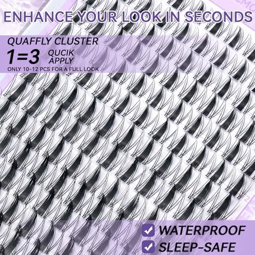 Lash Extension Kit - 10-18mm Invisible Transparent Band Lashes with Bond&Seal & Remover and Tweezers for Easy Self-Application, Natural Wispy Cluster Extensions (D-Mix10-18mm kit)