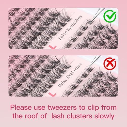 WAN DOOL False Eyelashes Clusters Wispy 144 pcs Fluffy Lashes Clusters Soft D curl 10-18mm 50D Fairy Salon Eyelash Extensions