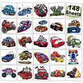 148 PCS Race Car and Monster Truck Temporary Tattoos for Kids - GoKart Car Individual Tattoos for Boys Racecar Birthday Party Favors Goodie Bag Fillers