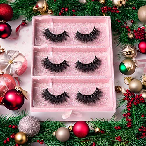 3 Packs Fluffy Long Thick Dramatic Look Handmade Reusable 3D Mink False Eyelashes D008
