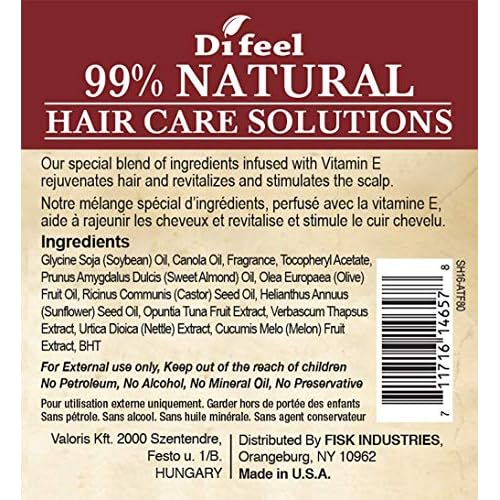 Difeel Premium Anti-Frizz Hair Oil with Olive Oil, Vitamins A and E 7.1 ounce
