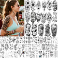 Flowers Temporary Tattoos Adult,92 Sheets Body Art Fake Tattoos Stickers,Rose Tattoos Temporary Realistic for Women Waterproof Long-Lasting
