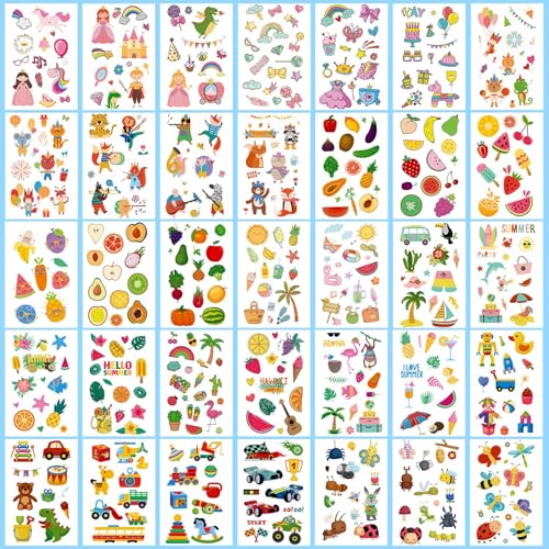 Partywind 100 Sheets (1150 Styles) Temporary Tattoos for Kids Goodie Bag Stuffers, Fake Tattoo Stickers for Boys and Girls Party Favors Supplies, Cute Birthday Prizes for Kids Back to School