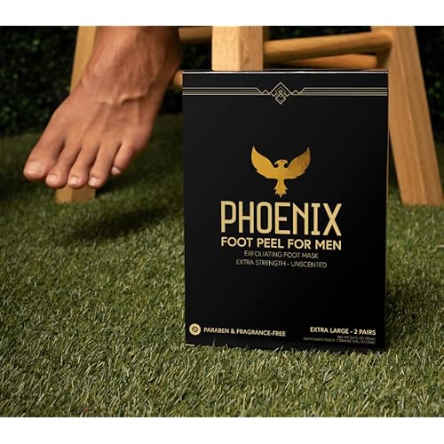 (Pack of 2) Phoenix Foot Peel for Men - Extra Large - Extra Strength - Exfoliating Dry Feet Treatment - Callus Remover - Unscented - Paraben and Fragrance Free