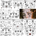 Halloween Spider Temporary Tattoos Web Face Makeup Supplies - 12 Sheets Full Face Scary Black Fake Spiders for Day of the Dead Stage Show Witch Costume Party Prank Props