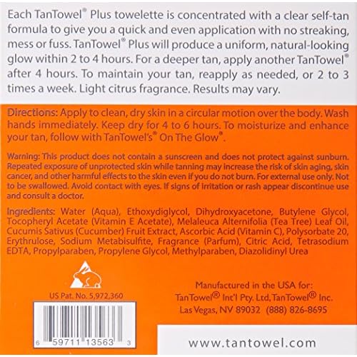 Tan Towel Plus Self-Tan Towelette Full Body, 5 Count (Pack of 1)