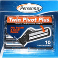 Personna Twin Pivot Plus Cartridges with Lubricating Strip for Atra & Trac Ii Razors - 2 Packs of 10 Blades