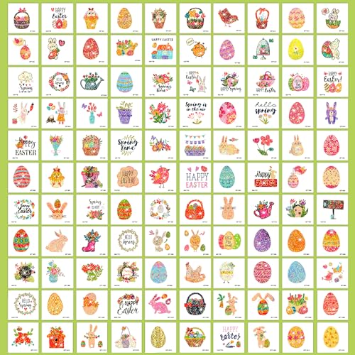 Partywind 204 PCS Glitter Easter Party Decorations for Kids Tattoos, Easter Party Supplies, Easter Basket Essentials Goodie Bag Stuffers for Boys Girls, Egg Hunt Games (Individually Wrapped Cut)