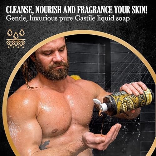 Castile Soap Liquid & Body Wash Castile Soap Bar for Sensitive Skin Natural Soap for Men w/Olive Oil, Cocoa Butter & Coconut Oil ? Vegan Mens Body Soap & Mens Shampoo