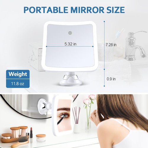 PIMPLEGO Magnifying Mirror with Light 30x, Lighted Makeup Mirror with Magnification, Rechargeable Magnifying Mirror Suction Cup with 1500 mAh Lithium Battery, Vanity Mirror for Precision Makeup