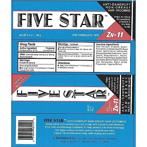 Five Star Sulfur8 Anti Dandruff Non Greasy Hair Grooming, 3.5 Ounce