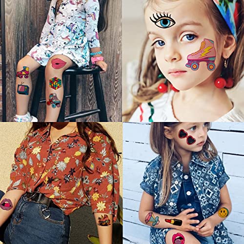 148 PCS 90s 80s Theme Temporary Tattoos for Kids - Retro Individual Tattoos for Boys Girls 90s Birthday Party Favors Goodie Bag Fillers