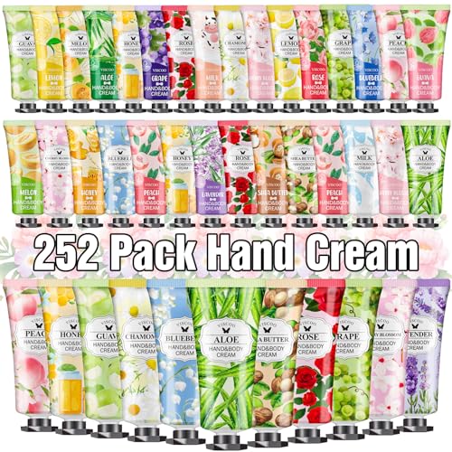 252 Pack Hand Cream Gifts Set for Women,Easter Basket Stuffers,Mothers Day Gifts,Teacher Appreciation Gift,Nurse Week Gift,Mini Hand Lotion Travel Size in Bulk for Dry Cracked Hands