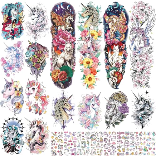 Aresvns Cute Temporary Tattoo, Cute Fake Tattoo for Women, Waterpoof Sleeve Tattoo Temporary for BBQ Pool Beach Party