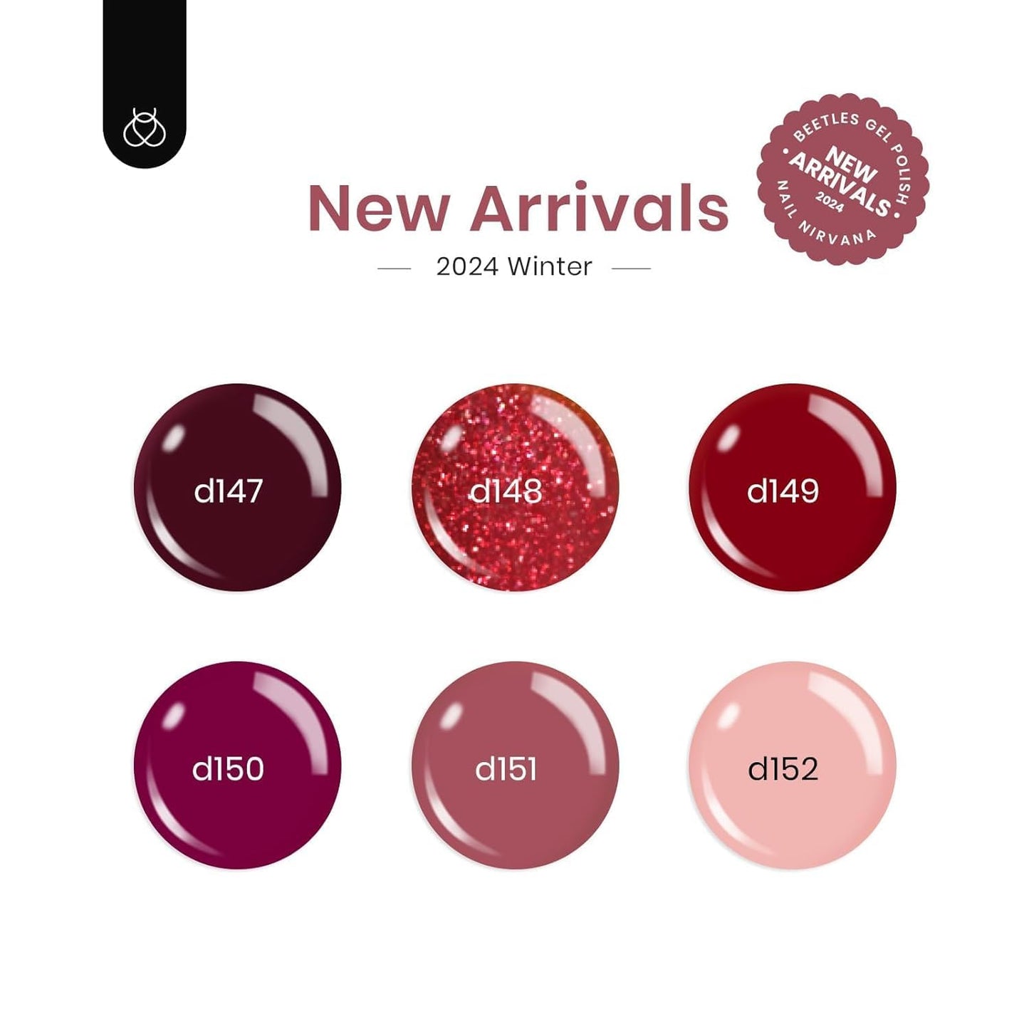 Beetles 6-Pack Fall Gel Nail Polish Set - Brown, Green, Yellow, Burgundy & Glitter - Soak Off UV/LED Manicure Gift for Women