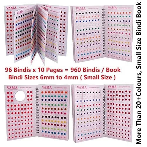 Fashions Plain Round Kumkum Forehead Indian Sticker Small Bindis Bindiya Spiral Bindi Book Mini Size for Women (948 - Small Bindi Booklet) Mini Sizes 4-6Mm Multicolour