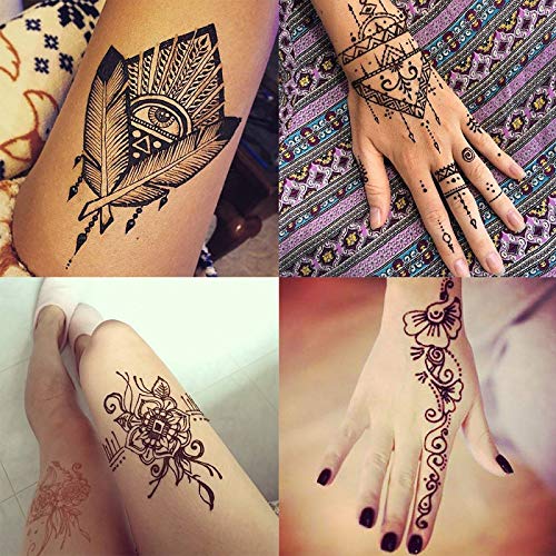 Temporary Tattoos Kits, wumawu Semi Permanent Tattoos, DIY Fake Freckles Temporary Tattoos for Women Men Kids Party,Summer Trend hand Ink with 78 Pcs Tattoo Stencils,Jagua Gel - Full Kit 5 Bottles