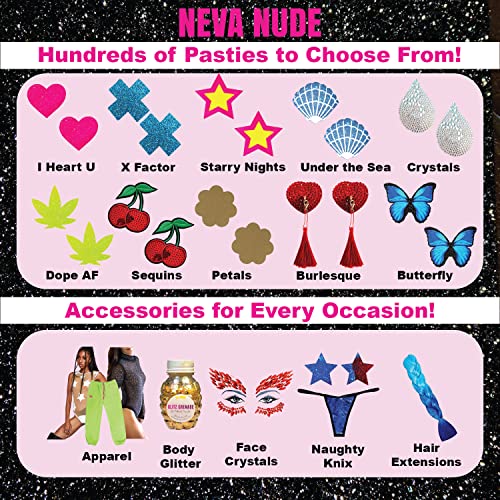 Neva Nude Bloody Hell Red Large Temporary Tattoo Pack | Body Decoration for Festivals, Raves, and More