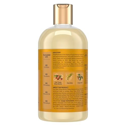 SheaMoisture Raw Shea Butter Deep Moisturizing Shampoo Raw Shea Butter for Dry, Damaged or Transitioning Hair with Argan Oil For a Healthy Glow 13 oz