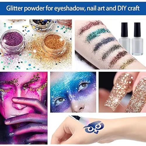 Temporary Glitter Tattoos Kit for Kids, 24 Body Glitter, 2 Glue, 5 Brushes, 187 Stencils, Kids or Adults Halloween Makeup Kit, Gift for Girls Birthday Party Festival