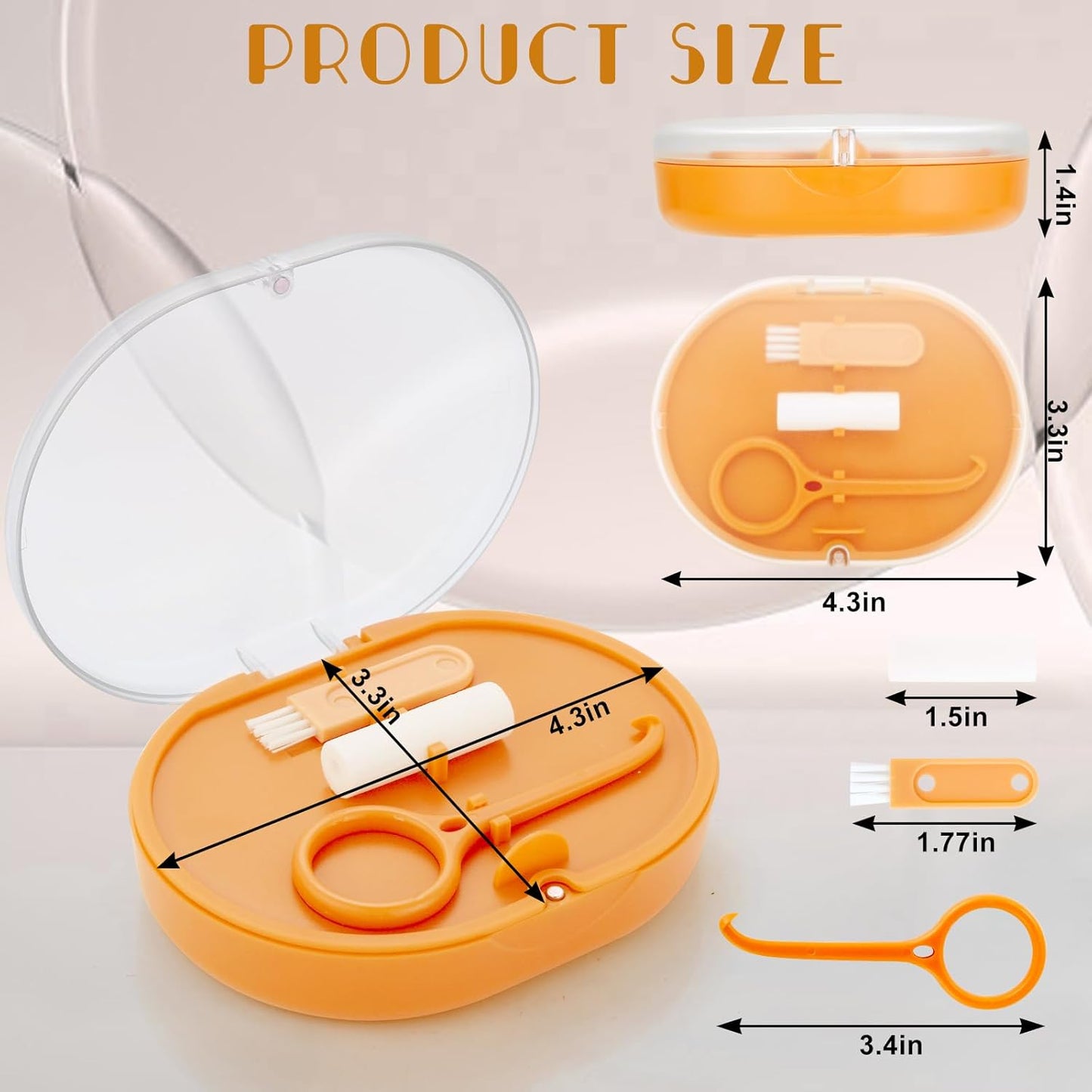Orthodontic Retainer Storage Case with Cleaning Brush, Mirror & Chewing Tool - Double Layer Design
