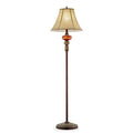 62-Inch Gold Amber Floor Lamp with Fabric Shade - Antique Style Lighting