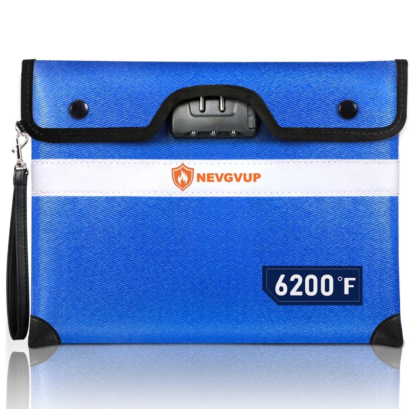 Fireproof Document Bag with Lock 6200°F Heat Insulation 14.2x11 Inches