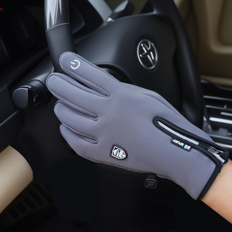 Winter Touch Screen Gloves for Men & Women - 2 Pairs, Gray, M, Thermal Fleece Lined