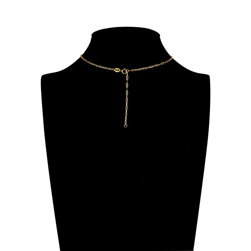 Gold and Silver Paperclip Chain Necklace with Charm Connector - 16 Inch + Extender