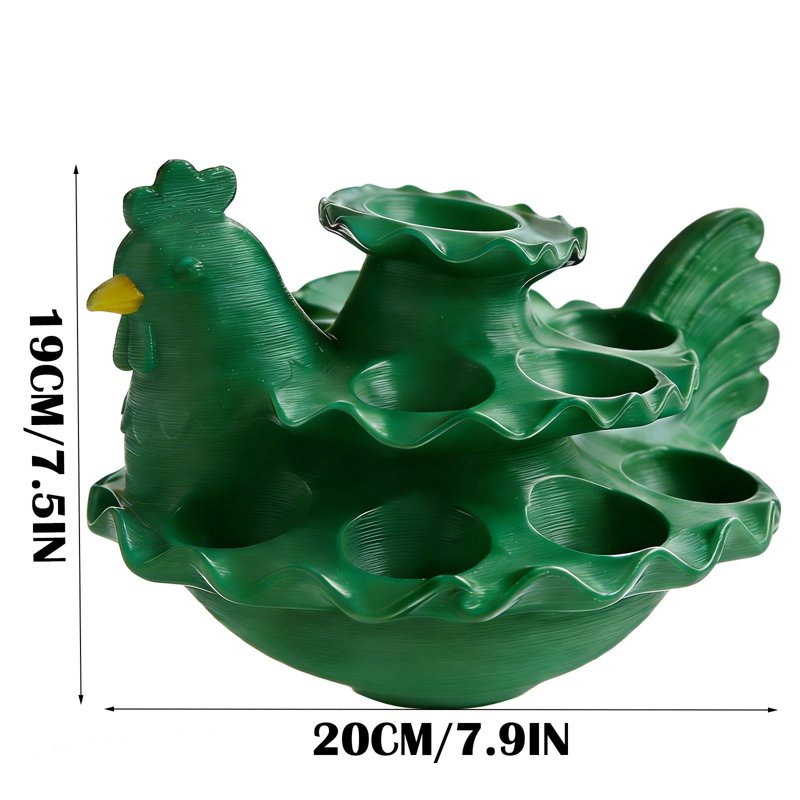 Easter Chicken-Shaped Deviled Egg Platter & Appetizer Tray, Reusable Green Plastic Display Rack